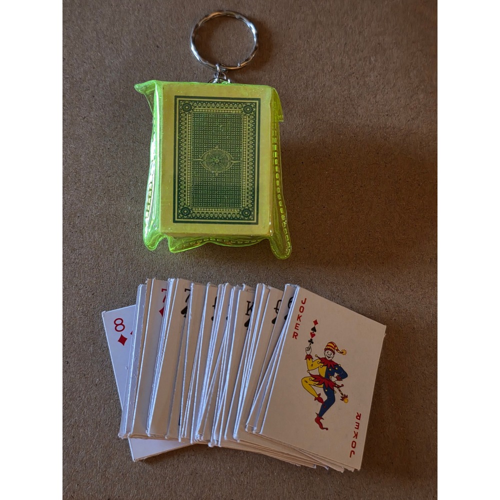 Mini Playing Cards Keychain Tiny Deck of Cards Playable Portable Yellow
